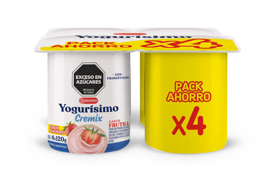 Yogurisimo pack x4 frutilla cremix